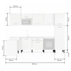 Cocina Modular con Muebles Altos, Bajos, Columna y Barra, Blanco