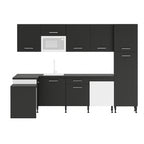 Cocina Modular con Muebles Altos, Bajos, Columna y Barra, Antracita