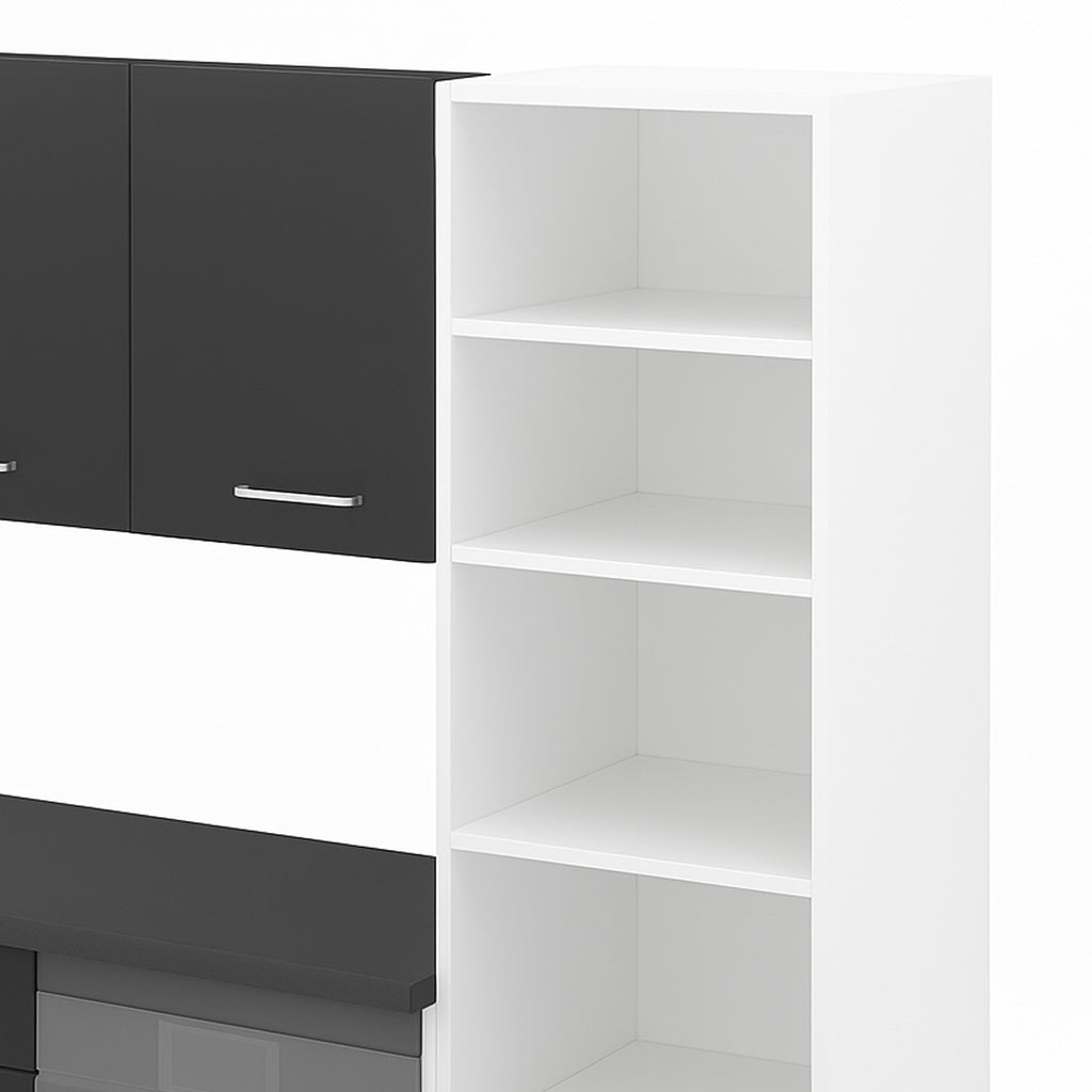 Cocina Modular con Muebles Altos, Bajos, Columna y Barra, Antracita