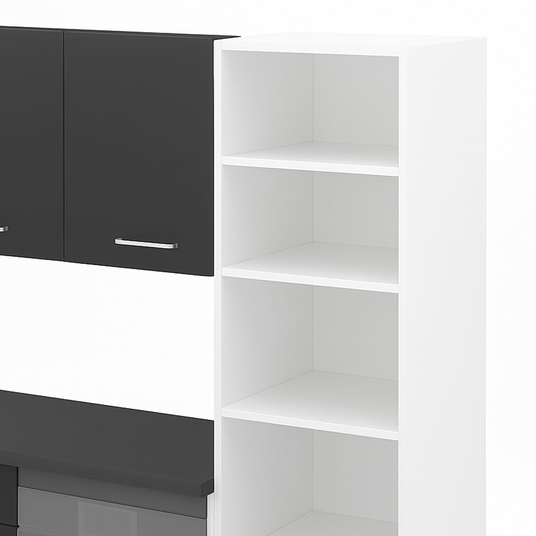 Cocina Modular con Muebles Altos, Bajos, Columna y Barra, Antracita