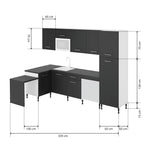 Cocina Modular con Muebles Altos, Bajos, Columna y Barra, Antracita