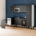 Cocina Modular con Muebles Altos, Bajos, Columna y Barra, Antracita