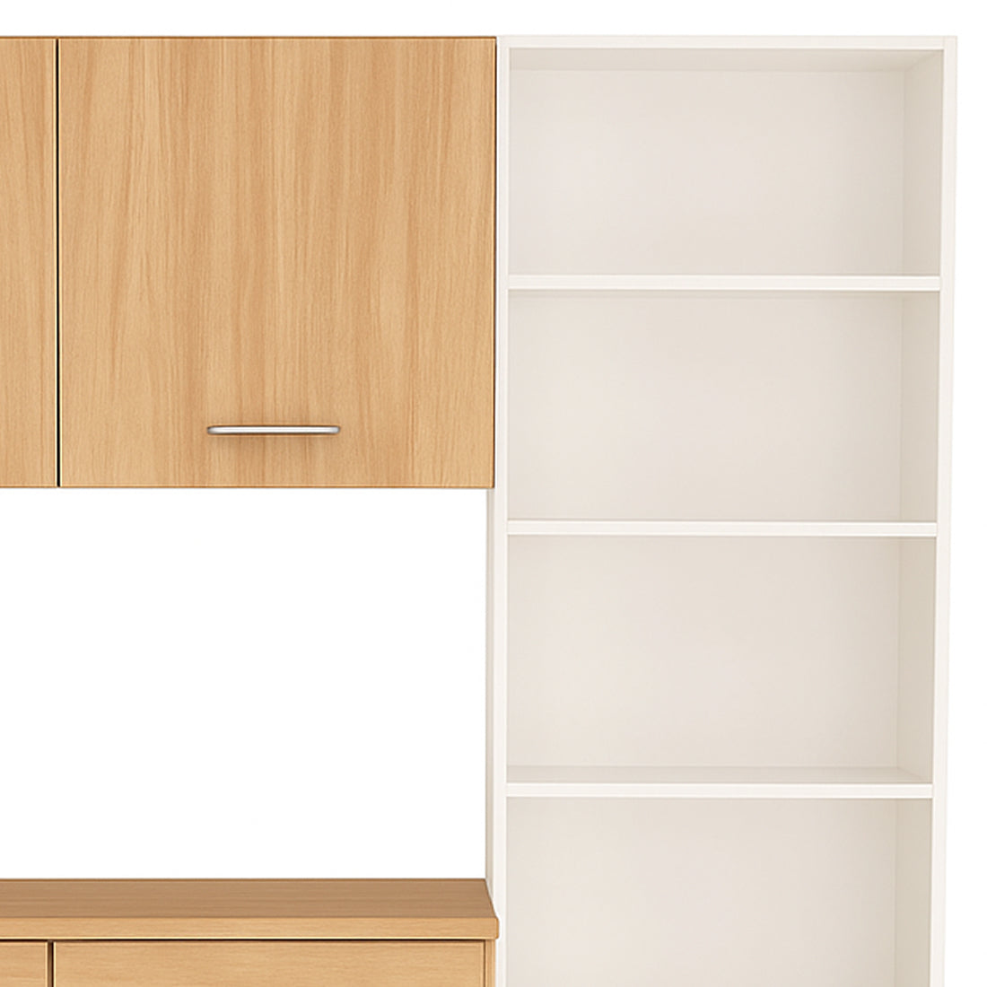 Cocina Modular con Muebles Altos, Bajos, Columna y Barra, Roble