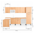 Cocina Modular con Muebles Altos, Bajos, Columna y Barra, Roble