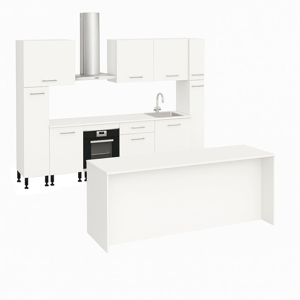 Cocina Modular con Barra Americana, Blanco