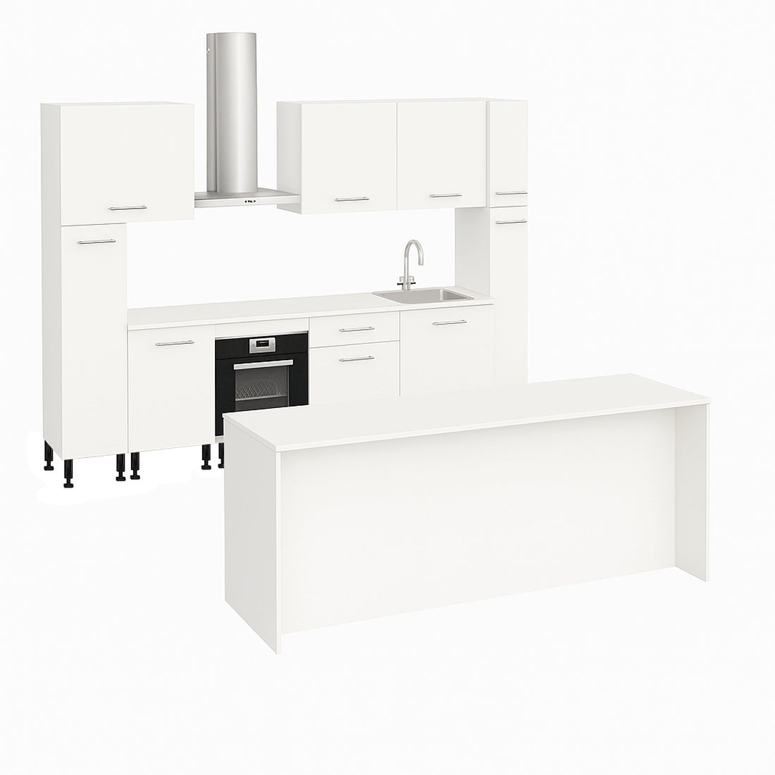Cocina Modular con Barra Americana, Blanco