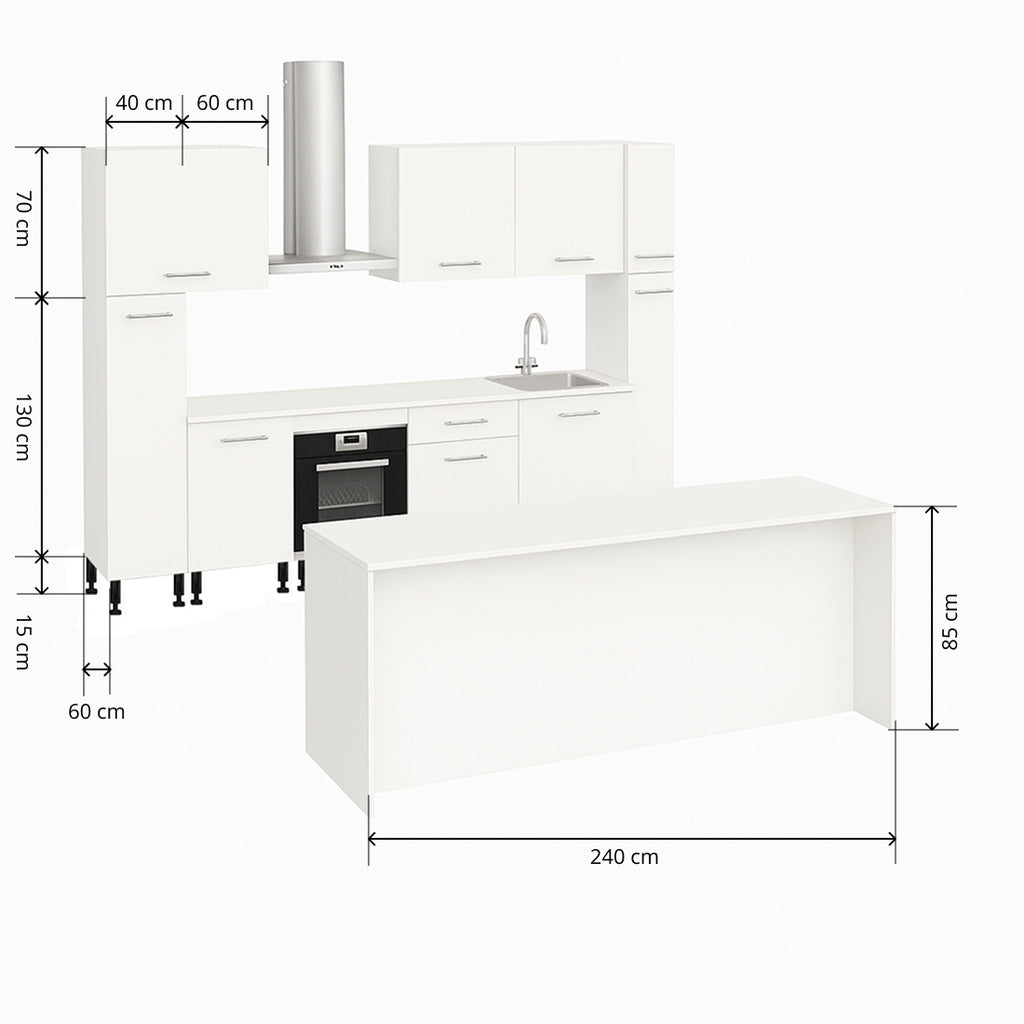 Cocina Modular con Barra Americana, Blanco