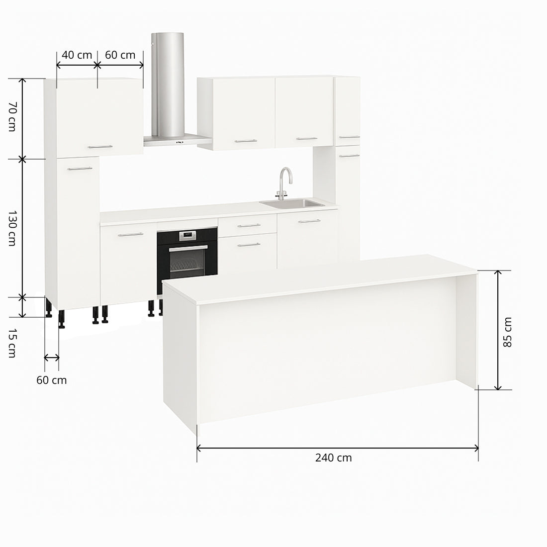Cocina Modular con Barra Americana, Blanco