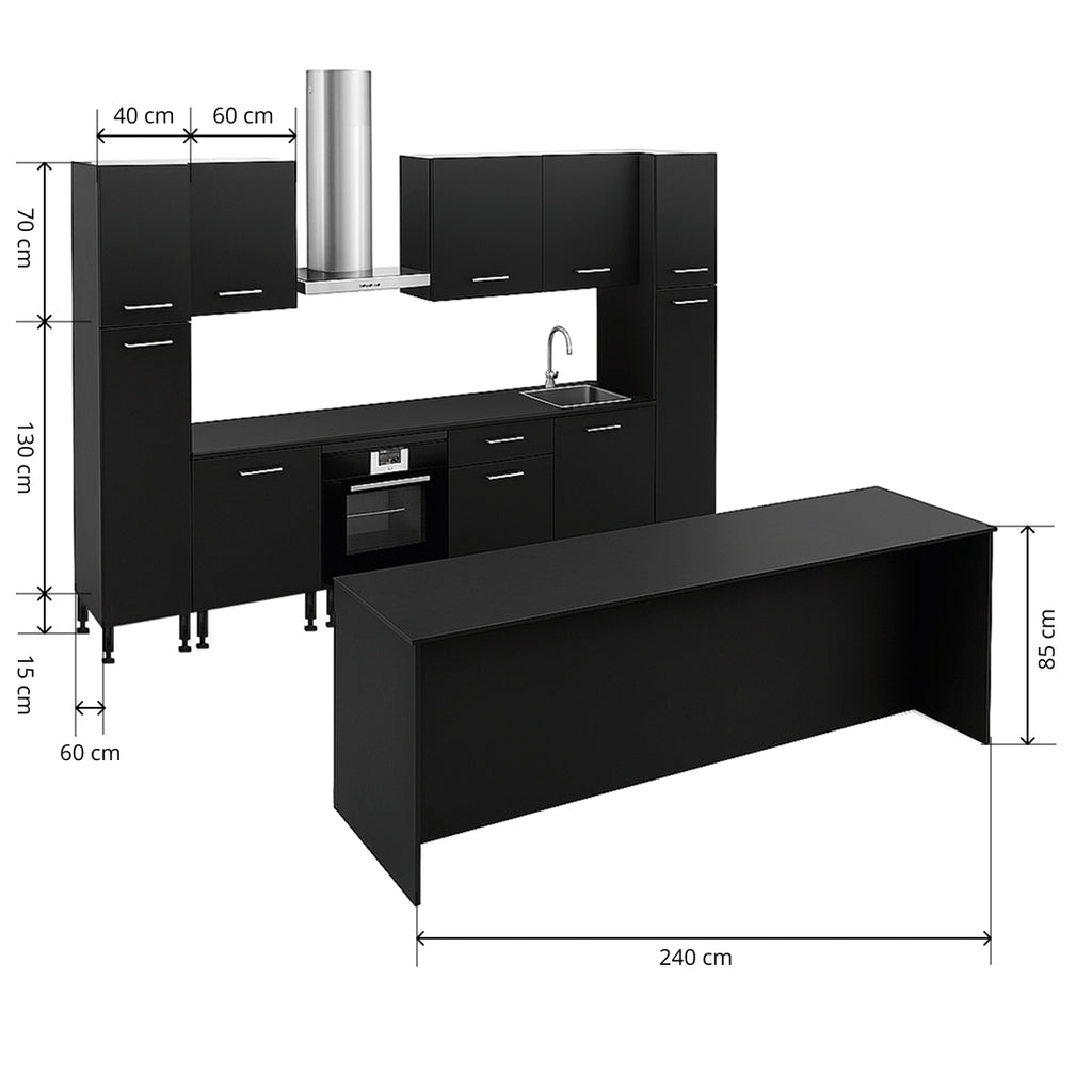 Cocina Modular con Barra Americana, Antracita