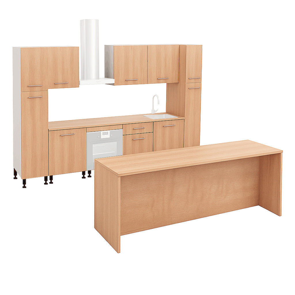 Cocina Modular con Barra Americana, Roble