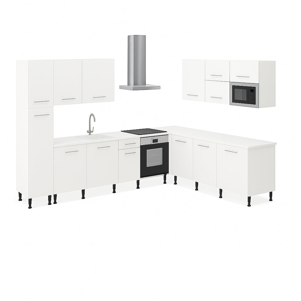 Cocina Modular Esquinera en Forma de L, Blanco