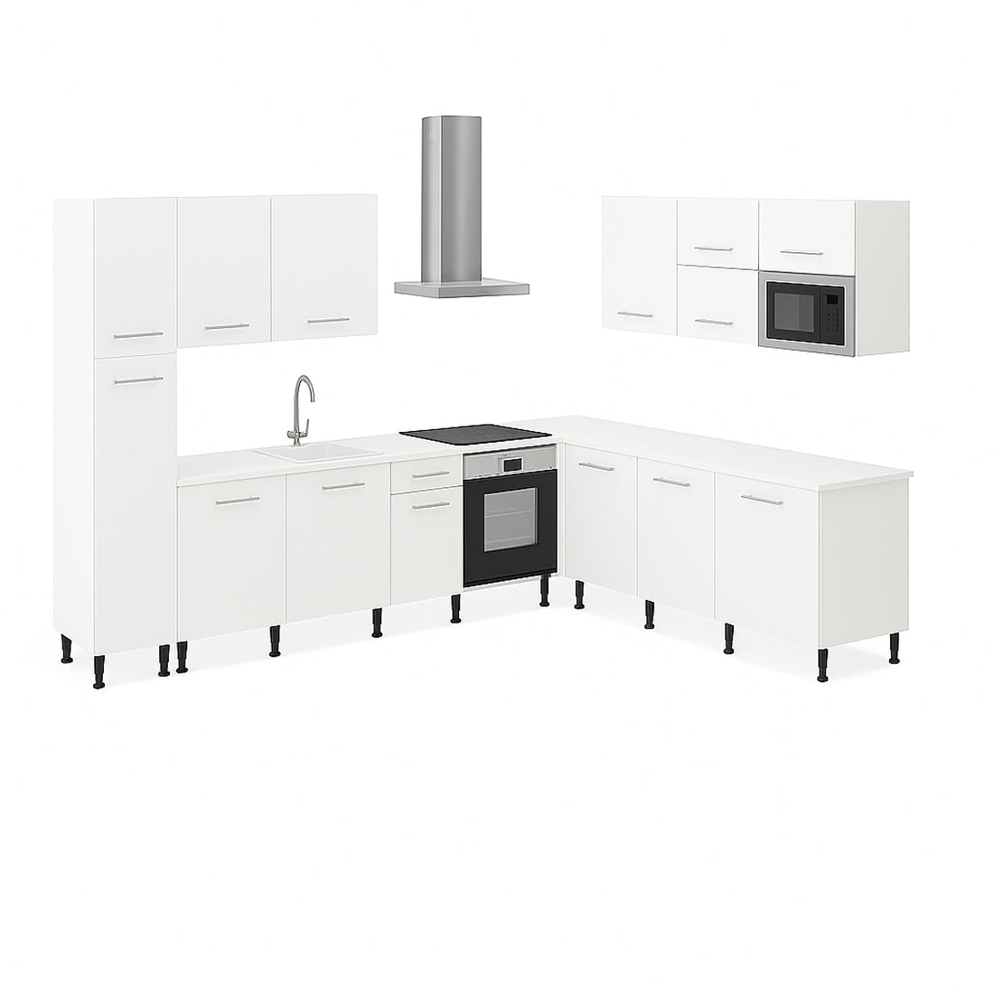 Cocina Modular Esquinera en Forma de L, Blanco