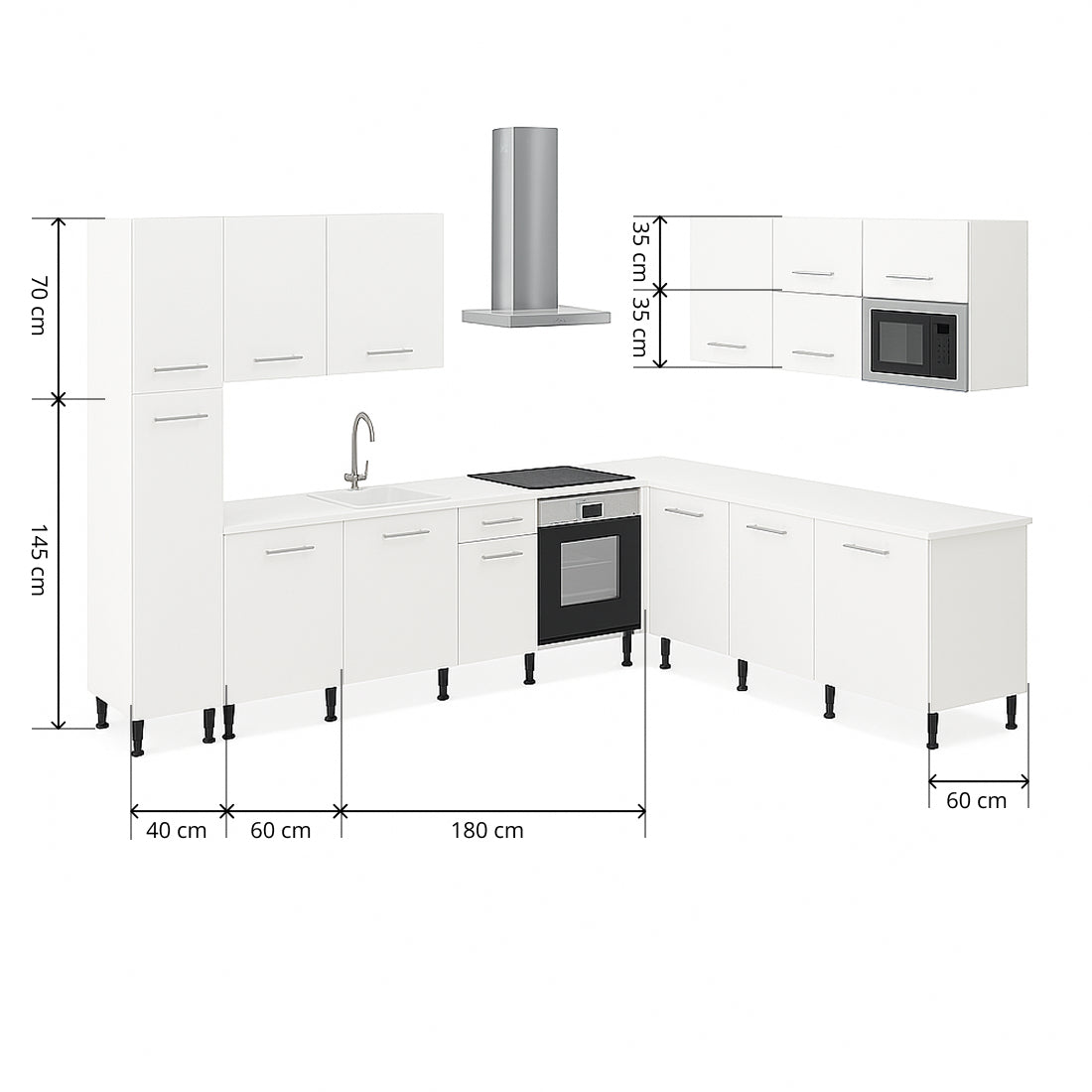 Cocina Modular Esquinera en Forma de L, Blanco