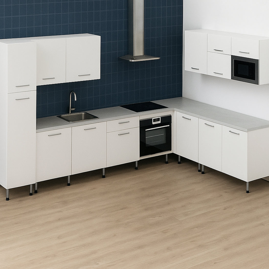 Cocina Modular Esquinera en Forma de L, Blanco