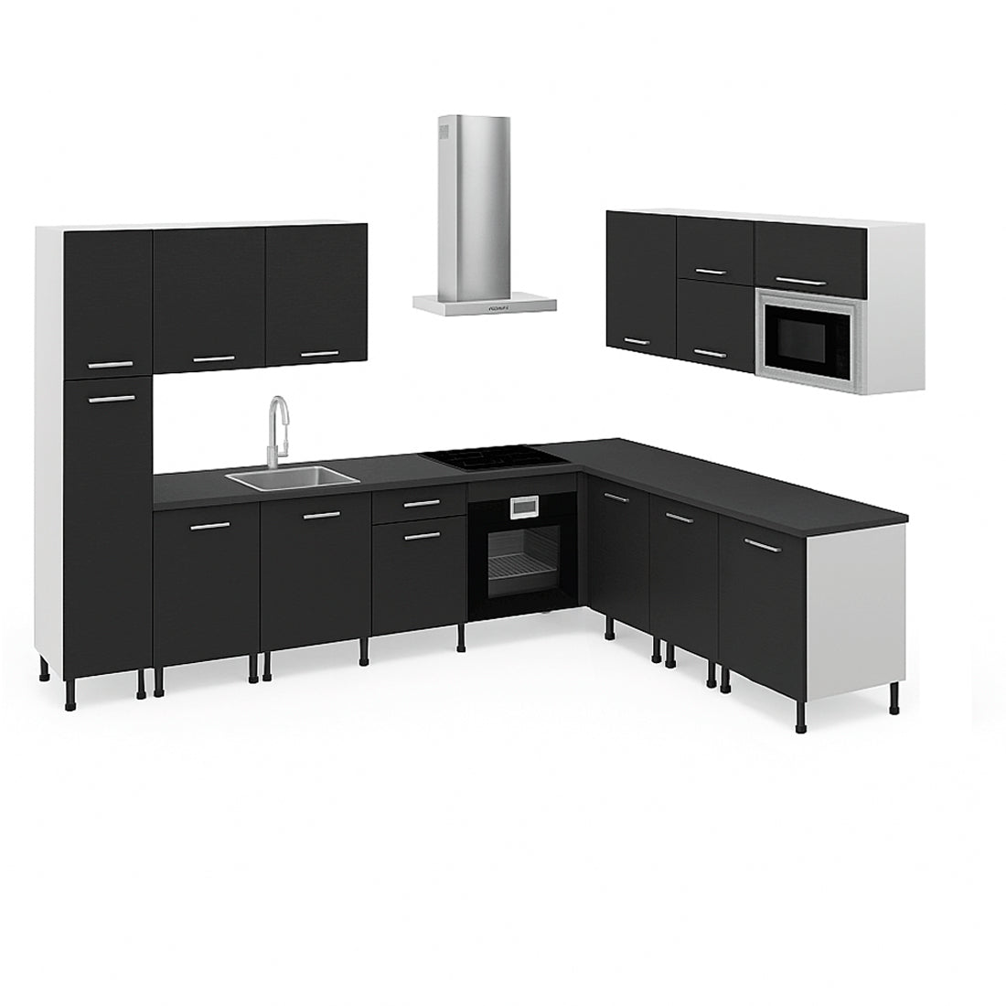 Cocina Modular Esquinera en Forma de L, Antracita