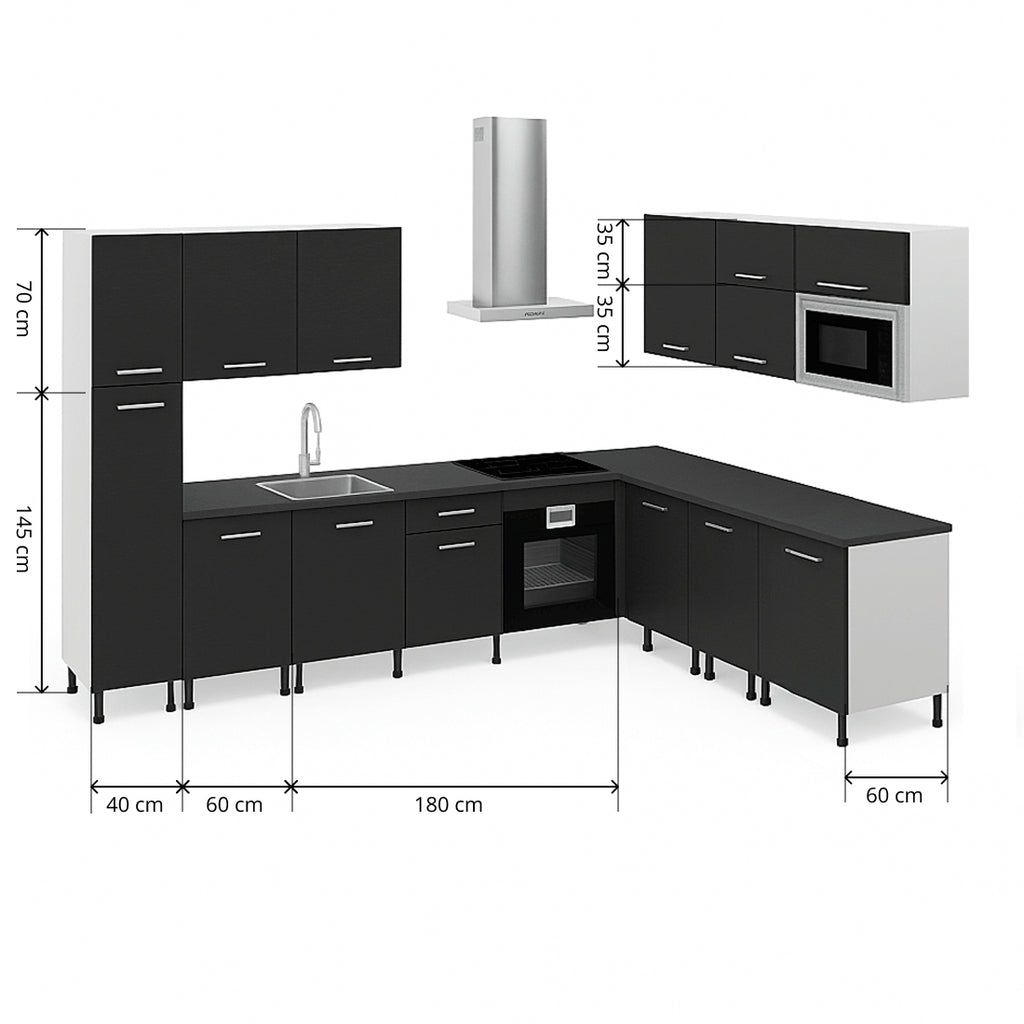 Cocina Modular Esquinera en Forma de L, Antracita