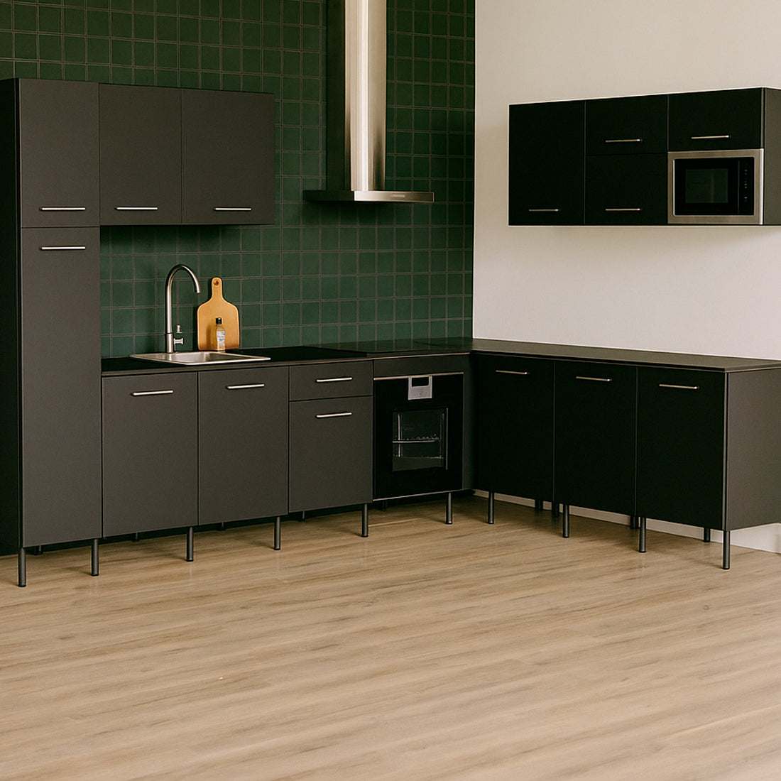Cocina Modular Esquinera en Forma de L, Antracita