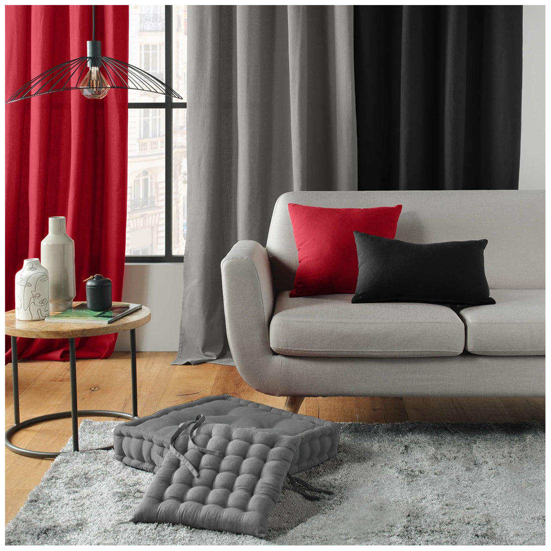 Cojín de Suelo 50x50x10 cm Gris