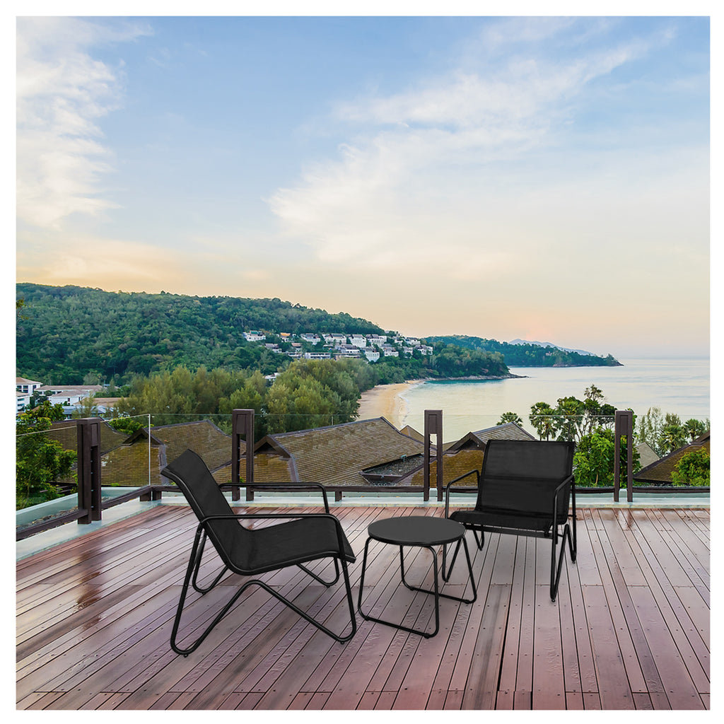 Conjunto Jardín Negro con 2 Sillas y Mesa