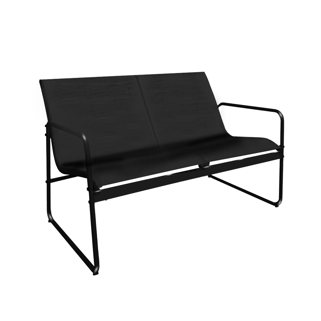 Conjunto de Jardín Negro con 2 Sillas, Sofá y Mesa de Acero