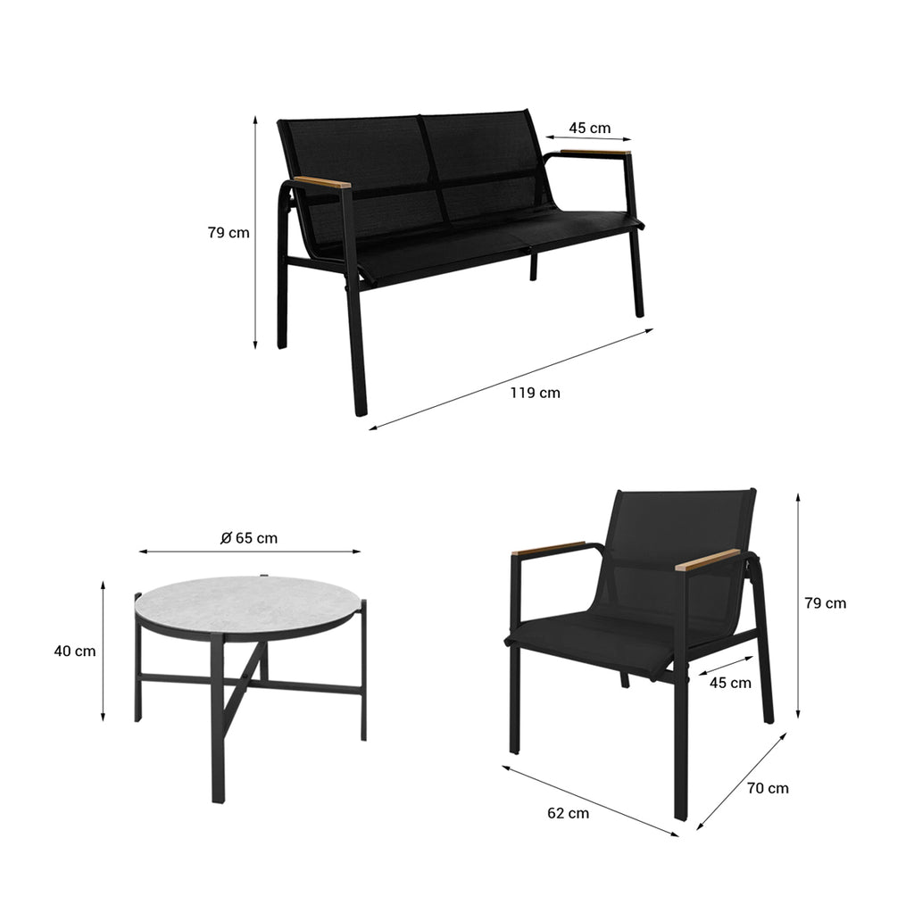 Conjunto de Jardín con 2 Sillas, Sofá y Mesa de Acero
