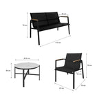 Conjunto de Jardín con 2 Sillas, Sofá y Mesa de Acero