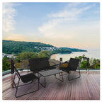 Conjunto de Jardín Negro con 2 Sillas, Sofá y Mesa de Acero