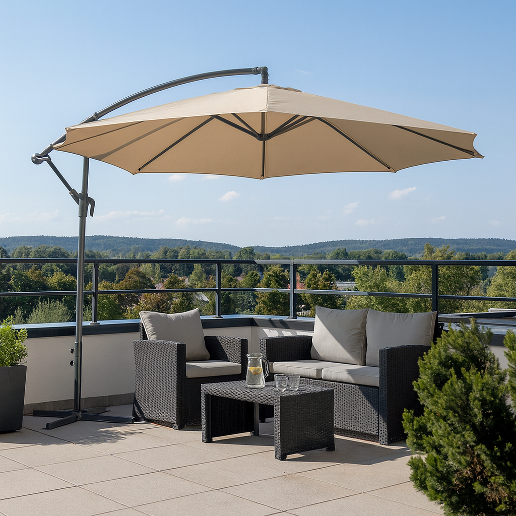 Sombrilla 3M con Base y Forro Anti UV Beige