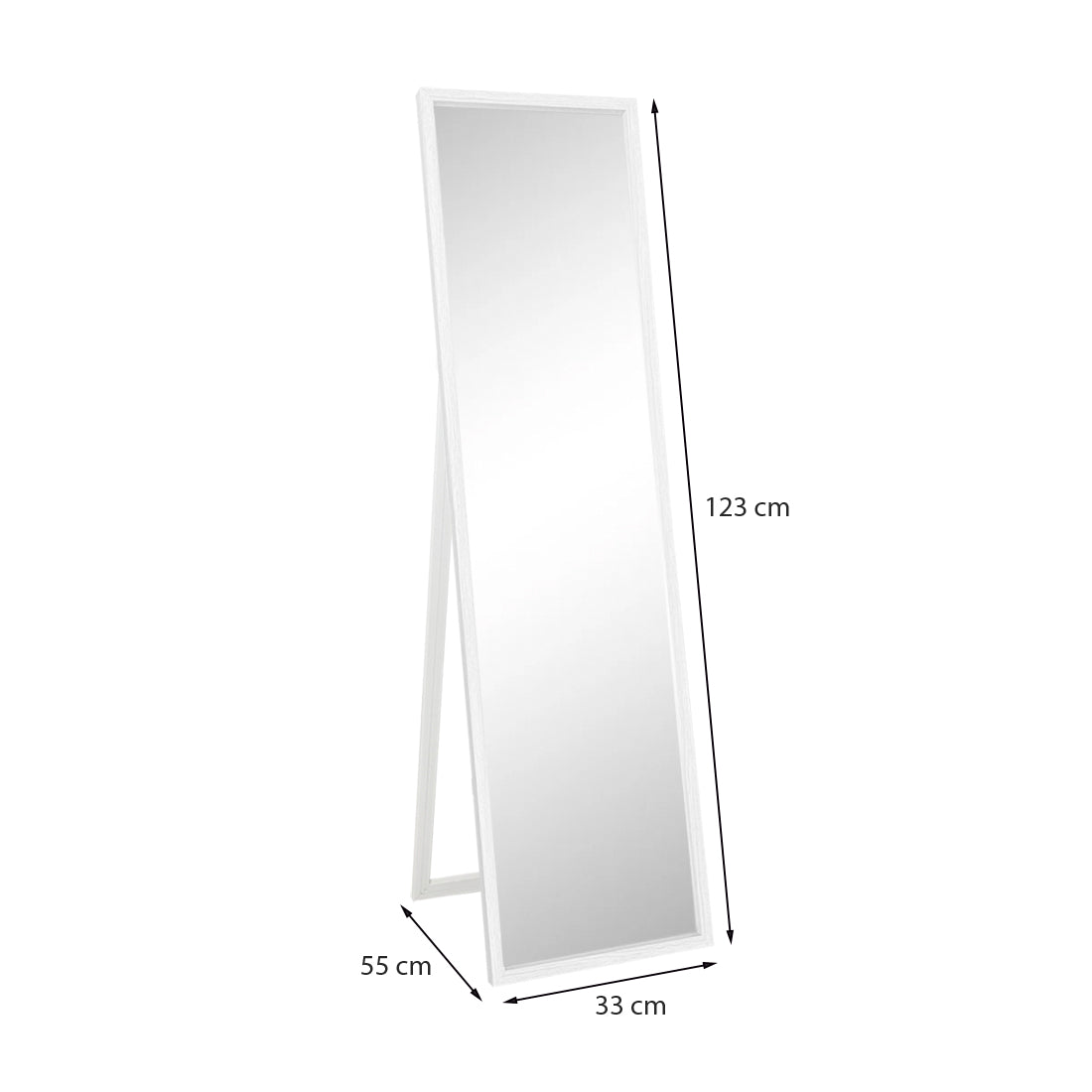 Espejo de Pie de Madera Blanco 120x30 cm