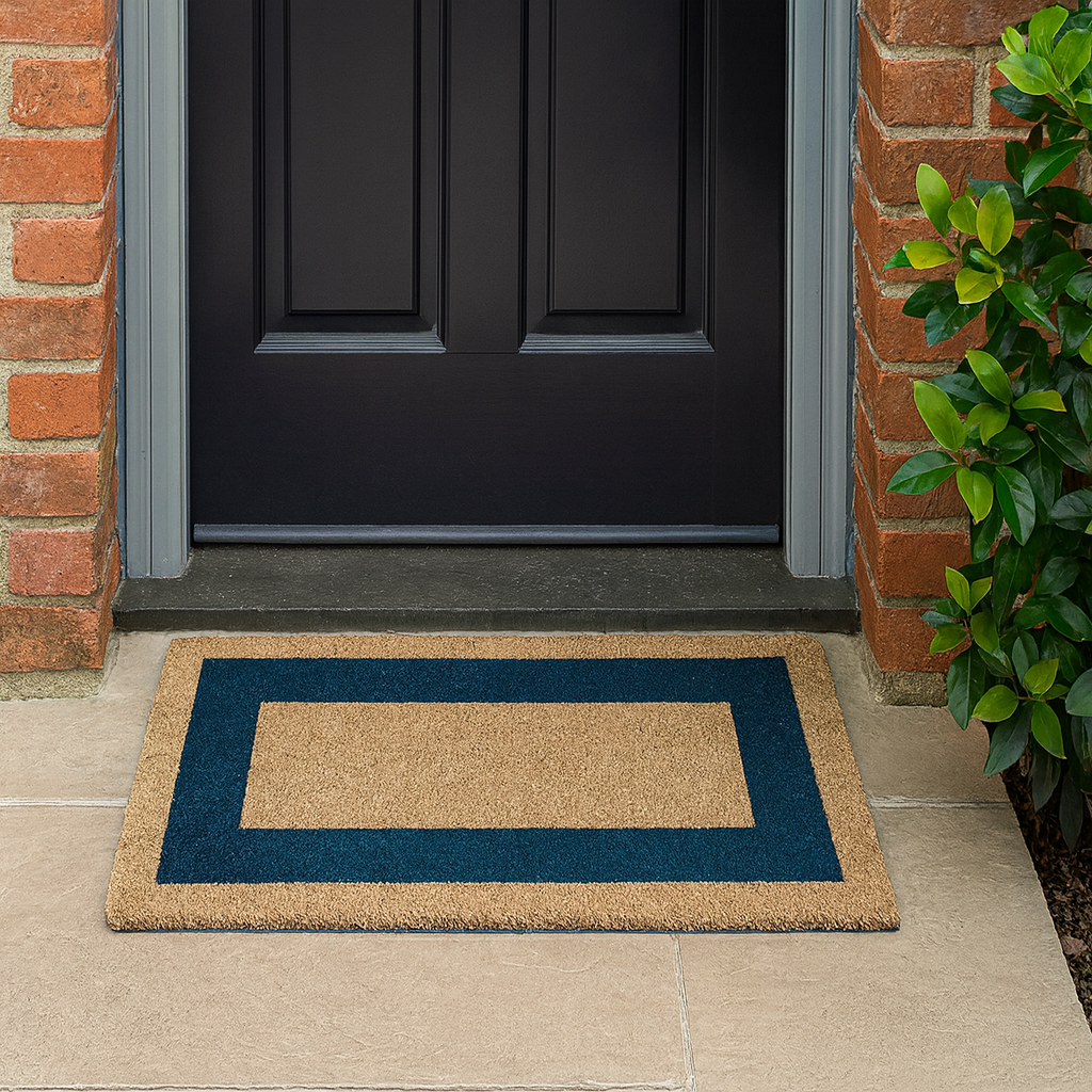 Felpudo de Coco Natural Cenefa Azul