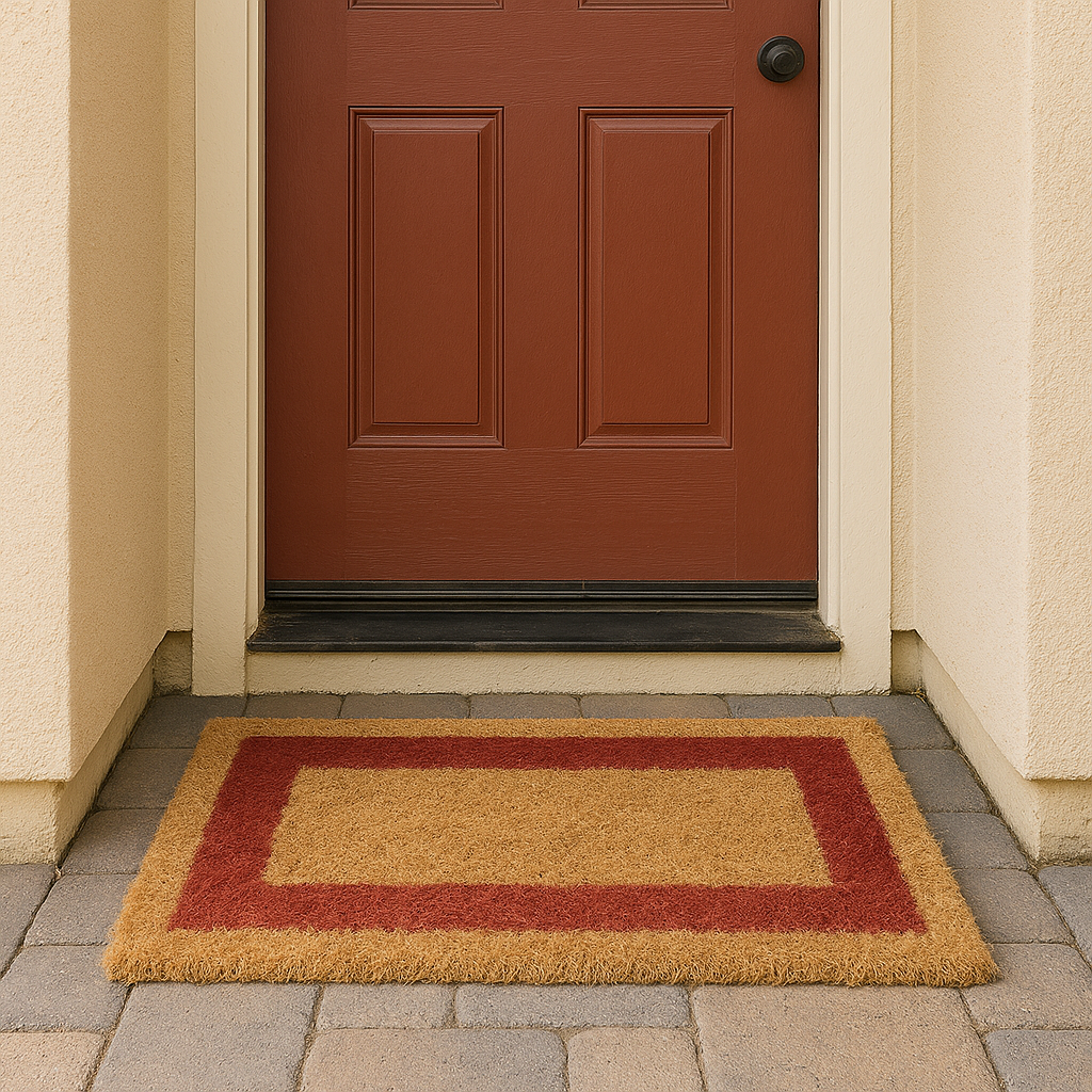 Felpudo de Coco Natural Cenefa Rojo