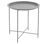 Mesa Auxiliar Plegable Redonda de Metal Gris