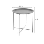 Mesa Auxiliar Plegable Redonda de Metal Gris