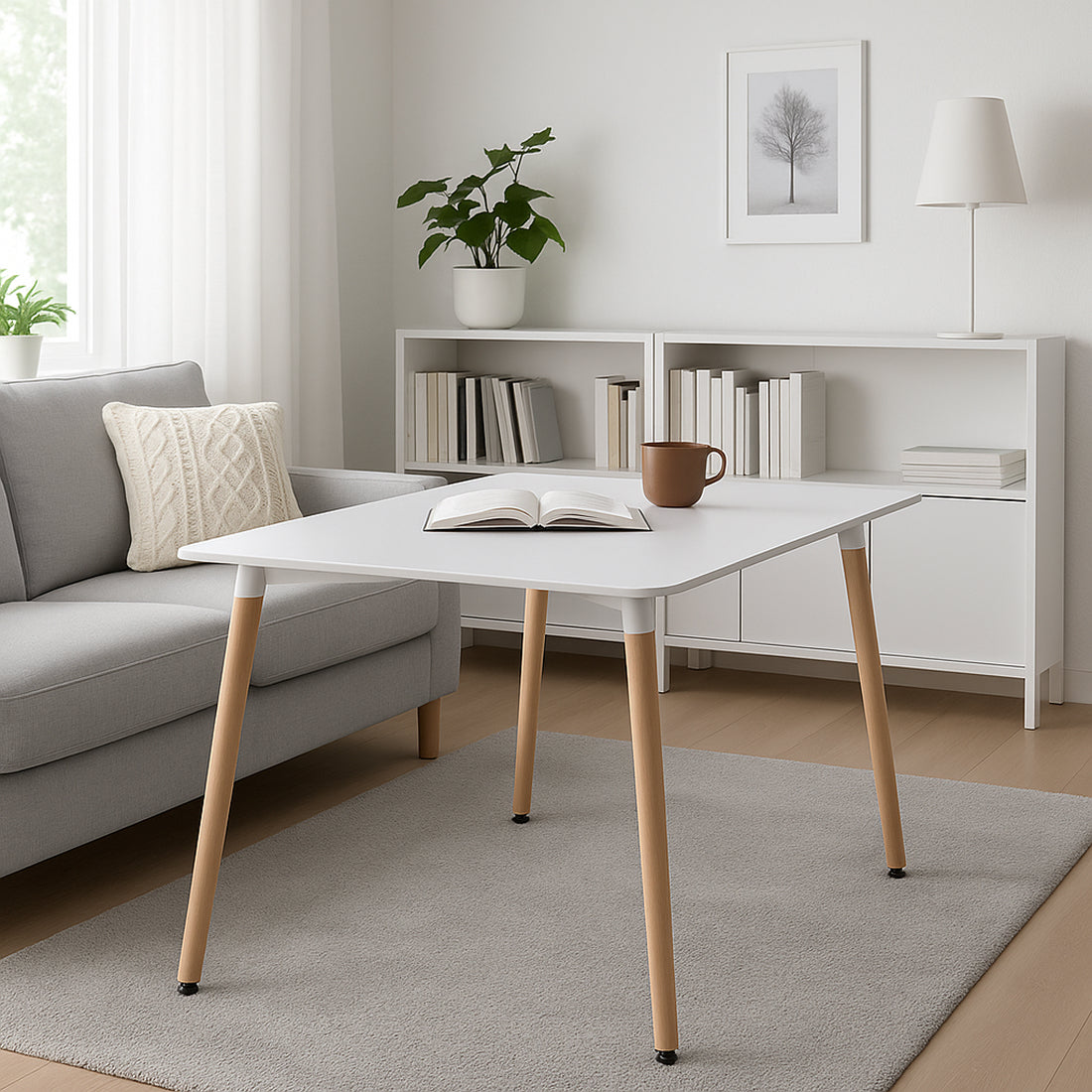 Mesa de Comedor Nórdica de Madera 100x75x70 cm