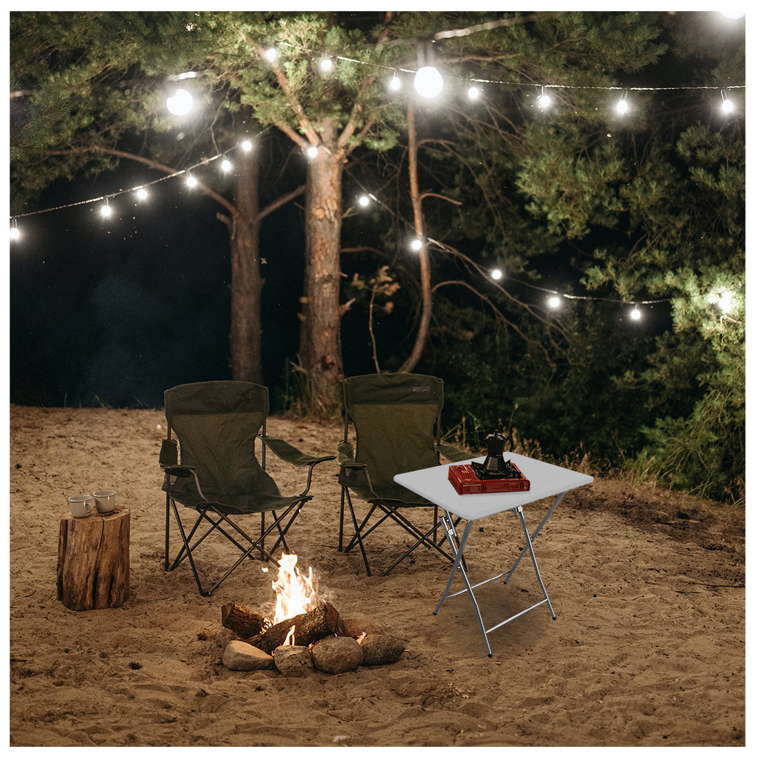 Mesa  Multiusos Portátil para Jardín Blanco