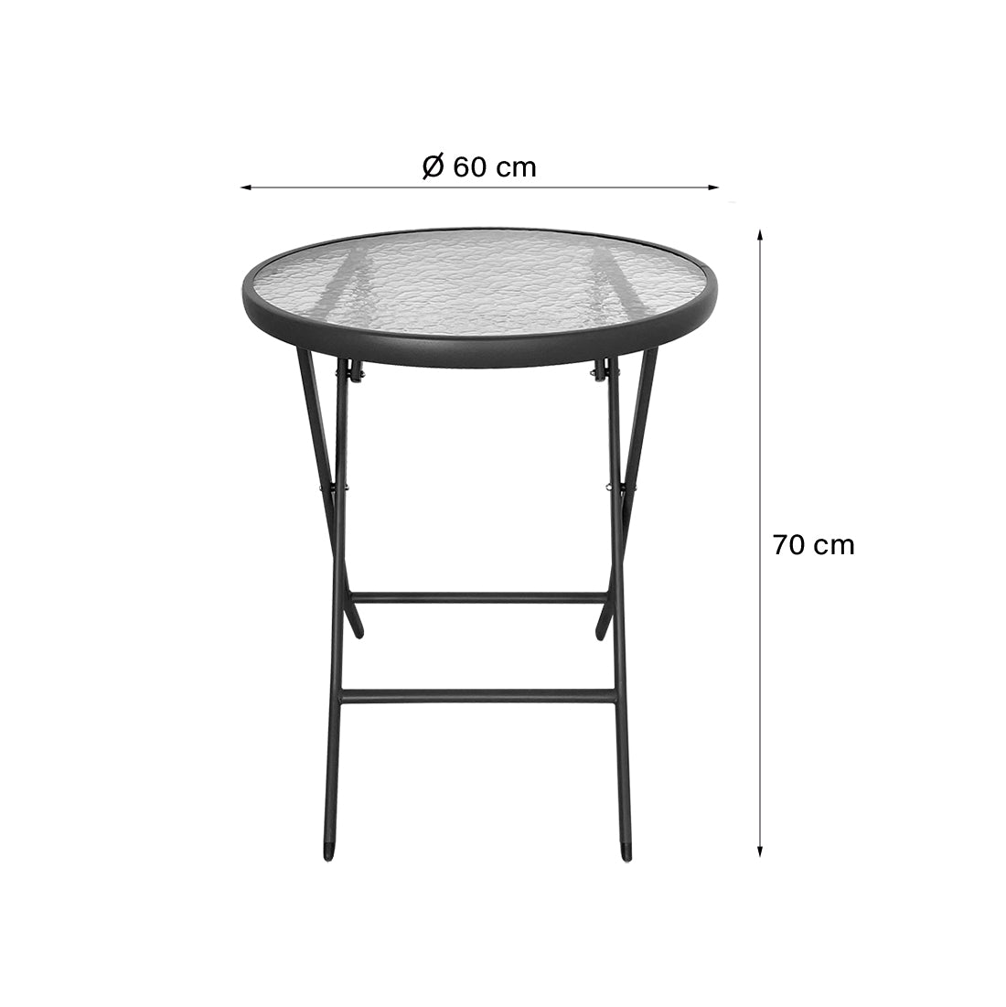 Mesa Plegable de Cristal 60x71 cm Antracita
