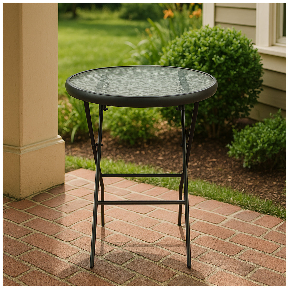 Mesa Plegable de Cristal 60x71 cm Antracita