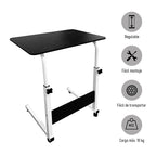 Mesa Ajustable Negra con Ruedas 40x60x65-89 cm