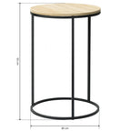 Set 2 Mesas Auxiliares Redondas de Madera y Metal, Natural