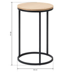Set 2 Mesas Auxiliares Redondas de Madera y Metal, Natural