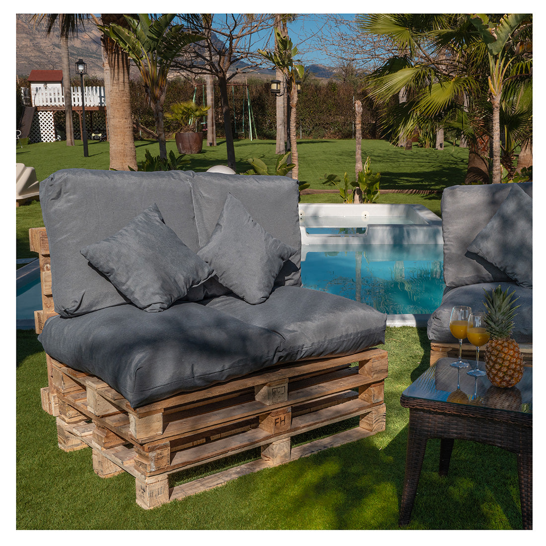 Cojines Desenfundables para Palets Gris