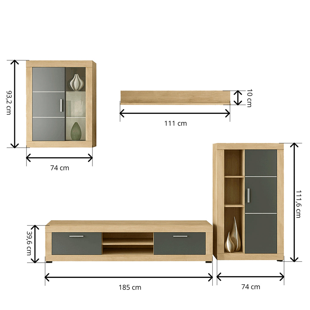 Mueble de Salón Comedor Fiordo Grafito