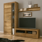 Mueble de salón Texas con vitrina, módulo TV y estante