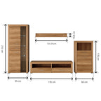 Mueble de salón Texas con 2 vitrinas, módulo TV y estante