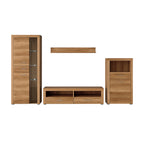 Mueble de salón Texas con 2 vitrinas, módulo TV y estante