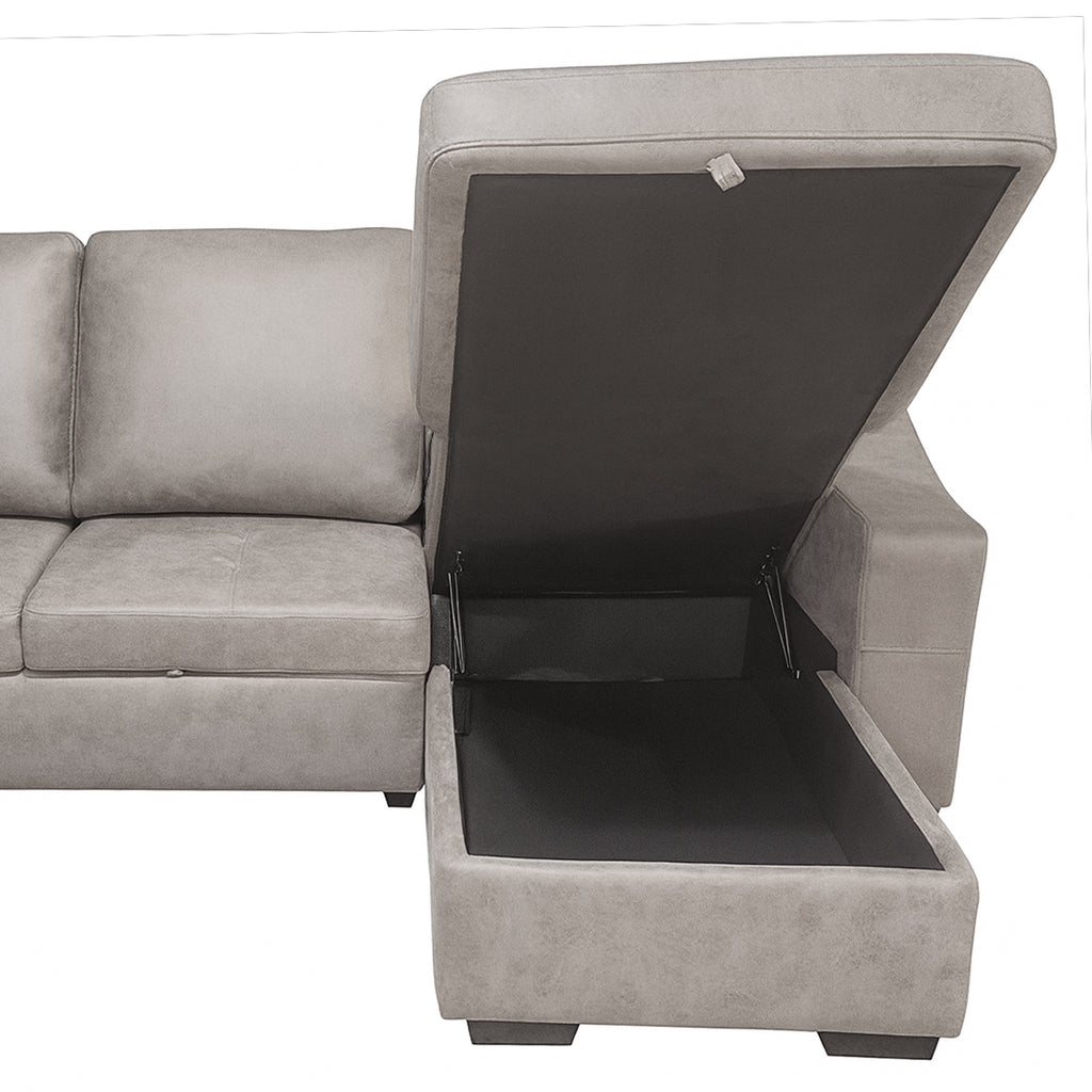 Sofá Cama Chaise Longue con Arcón Corea Cemento