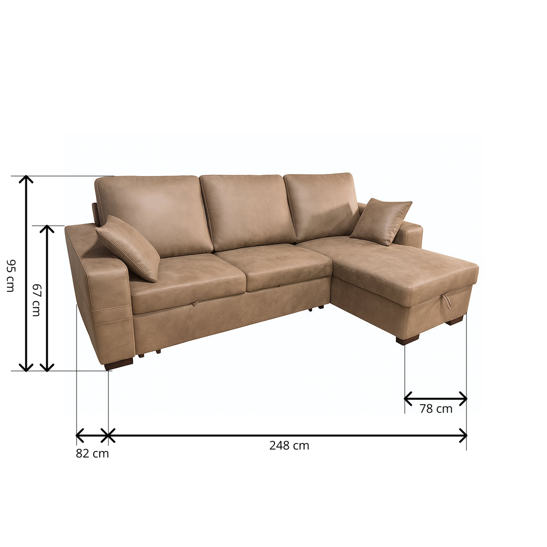 Sofá Cama Chaise Longue con Arcón Corea Piedra