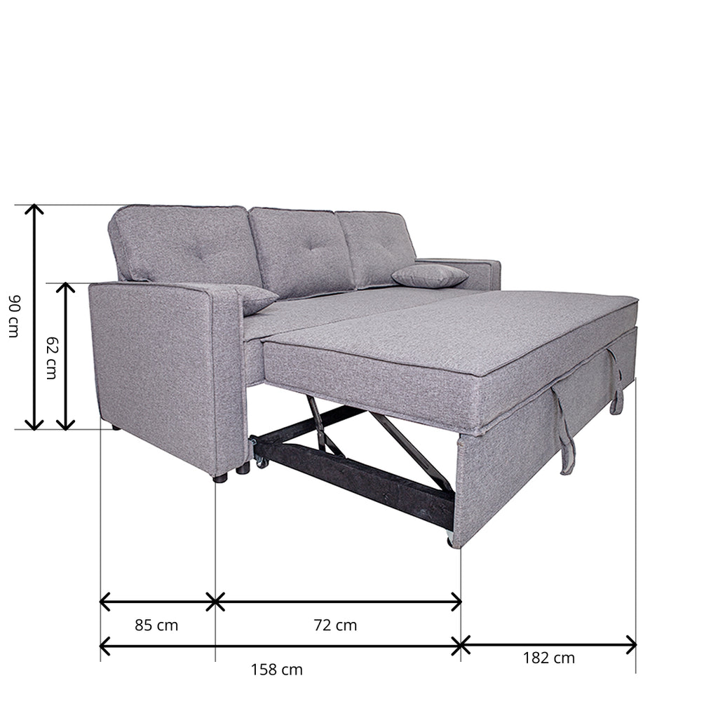 Sofá Cama Dax 3 Plazas Gris