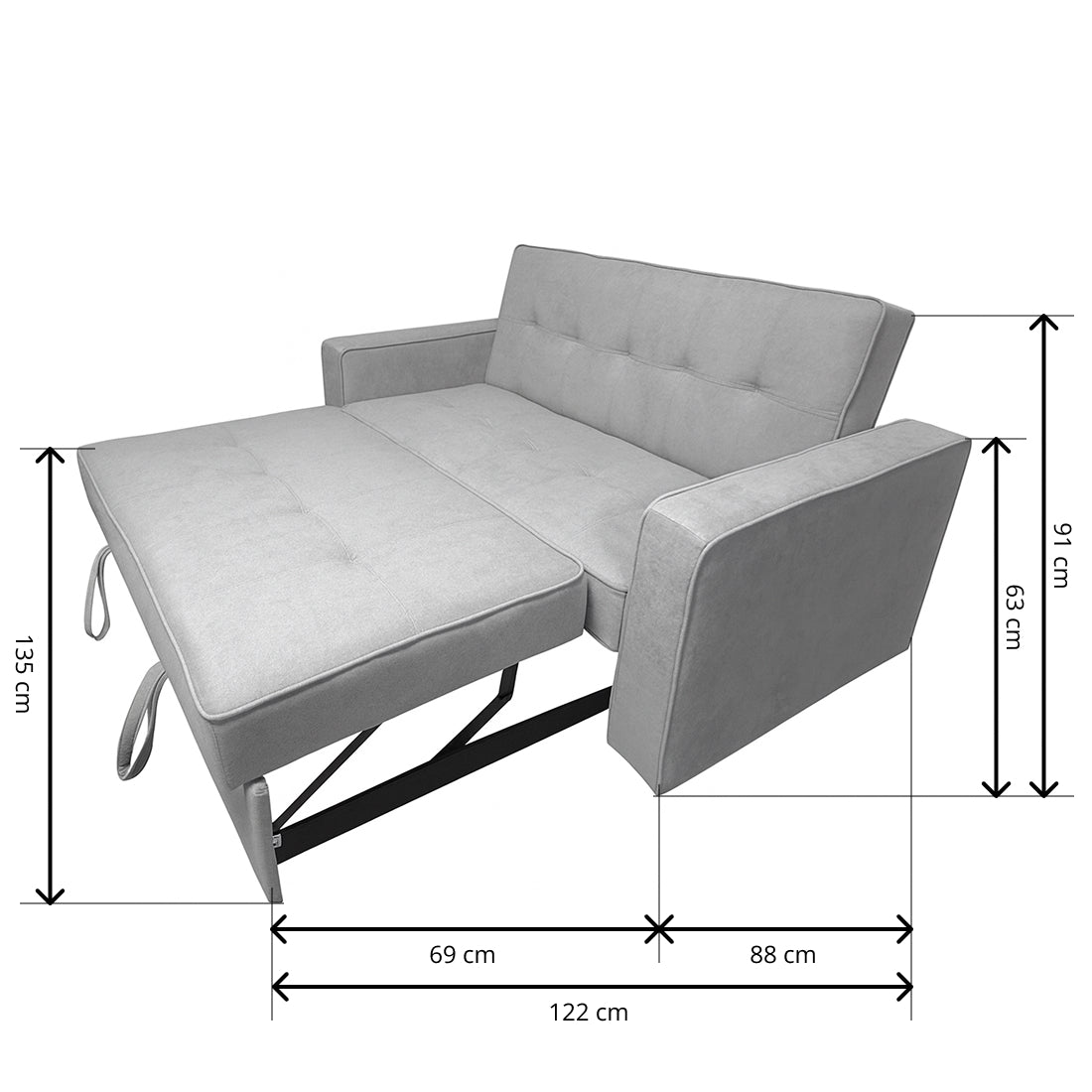 Sofá Cama 3 Plazas Rol Gris