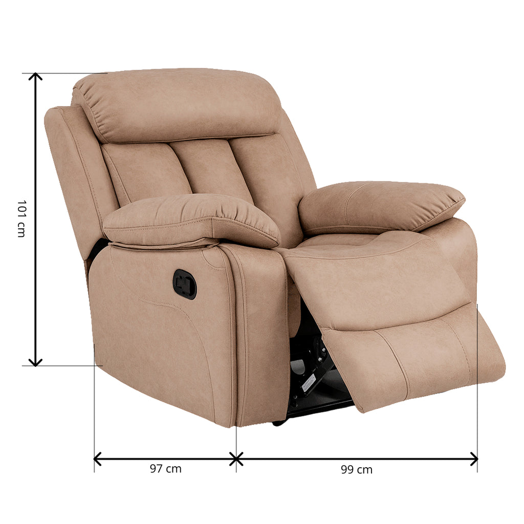 Sillón Relax Madrid Reclinable Manual 1 Plaza Beig
